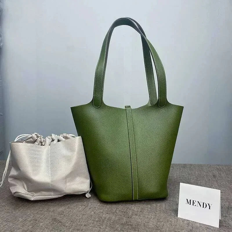 Mendy Tote Hobo 26cm Large Women's New In Handbag Genuine Leather Luxury Bags Designers Shoulder Bucket Bag Big