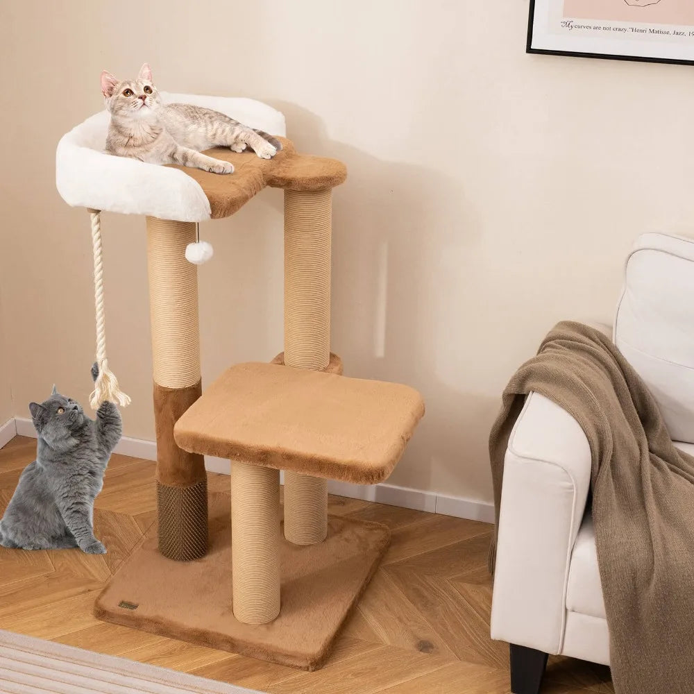 44" Cat Tree for Indoor w/Plush Padded Perch Scratching Posts Jumping Platform