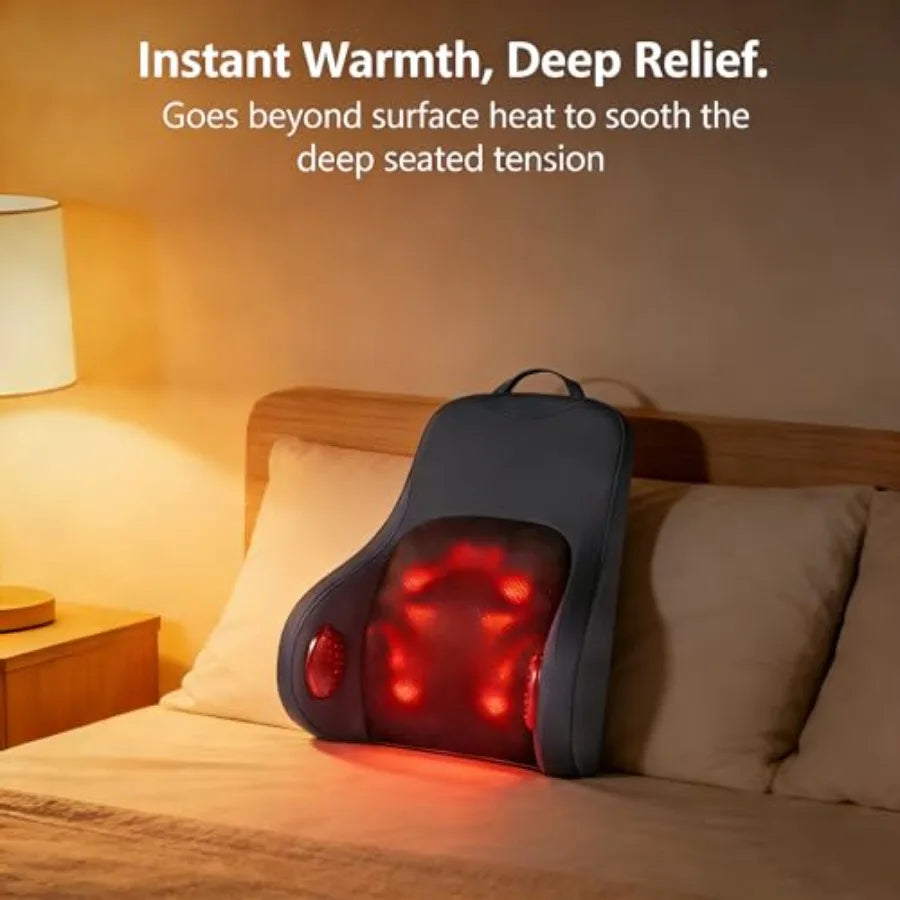 Shiatsu Neck and Back Massager with Heat Deep Tissue Massage Cushion for Pain Relief 20-Node Kneading Vibration Infrared Heatin