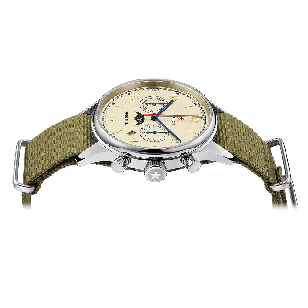 SEAKOSS Retro Men 1963 Automatic Mechanical Watch Week Month Calendar Display Use Seagull ST1654 Movement Pilot Wristwatches