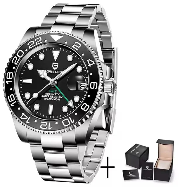 PAGANI DESIGN 2026 GMT Watches Men Luxury Sapphire Automatic Mechanical Watch 40MM Stainless Steel Waterproof Watches for men