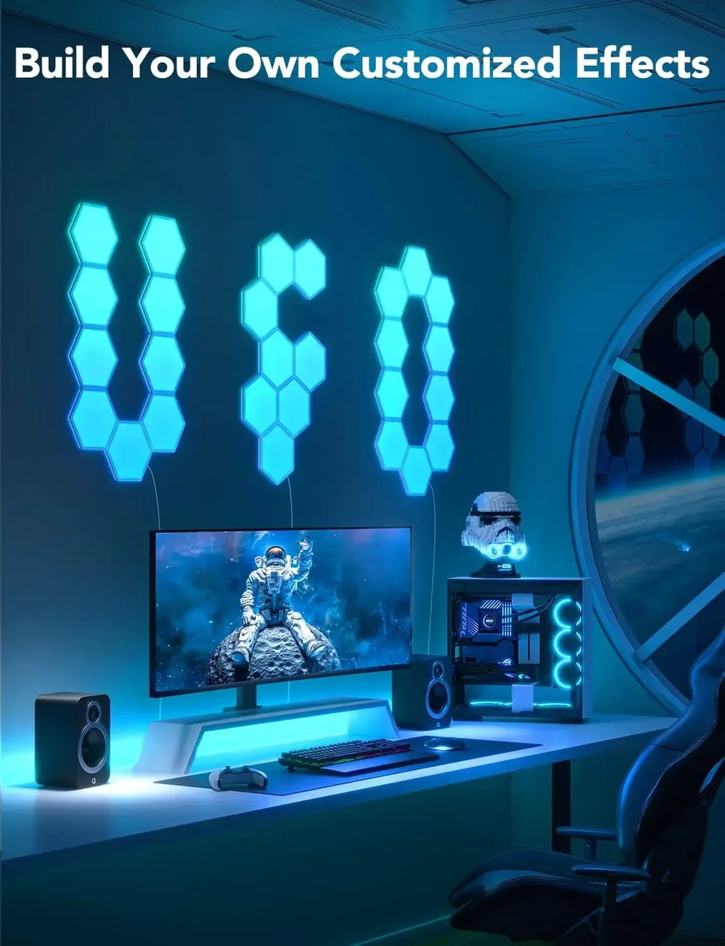 Glide Hexa Light Panels, RGBIC Hexagon LED Wall Lights, Wi-Fi Smart Home Creative Wall Lights with Music Sync, Works with Alexa