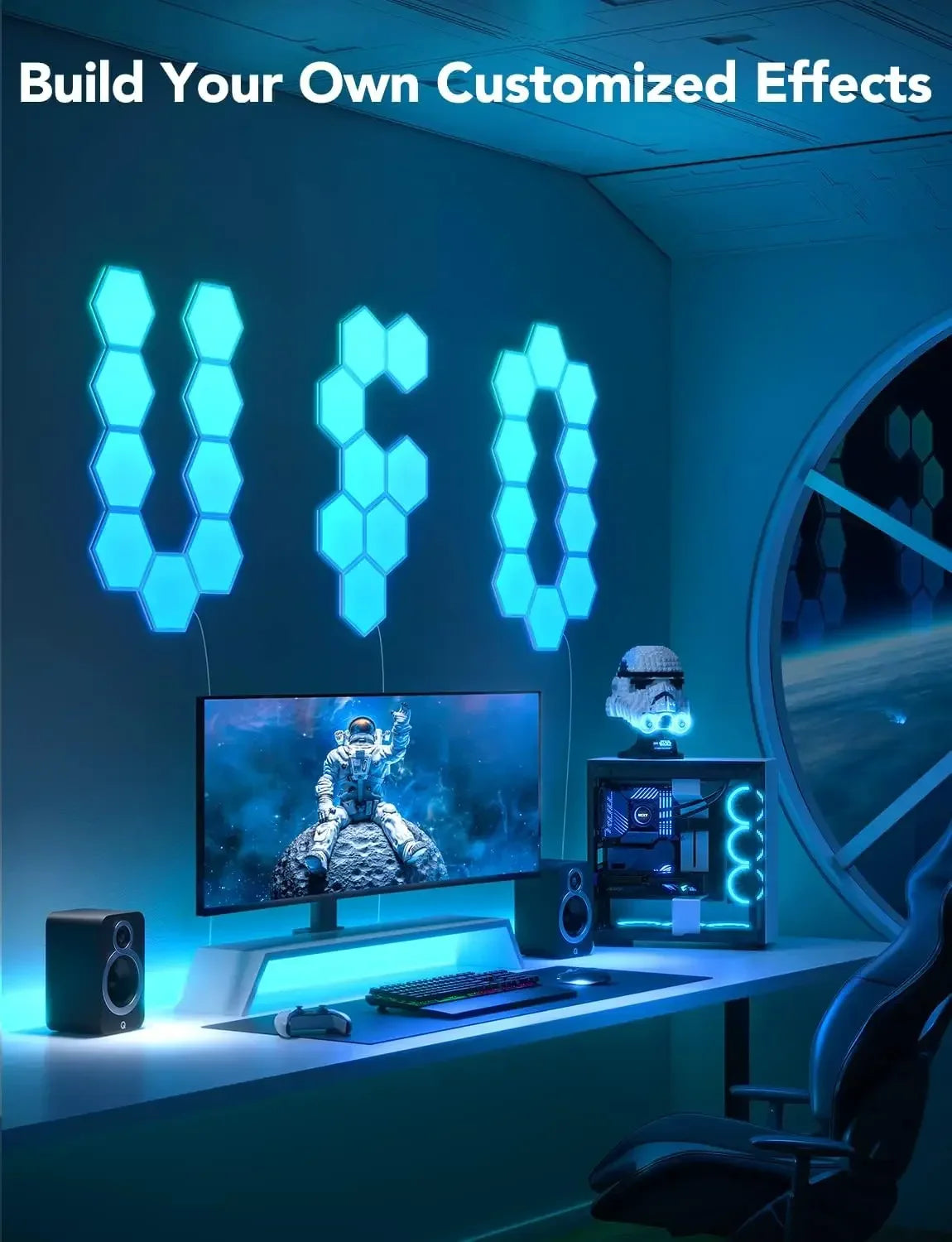 Glide Hexa Light Panels, RGBIC Hexagon LED Wall Lights, Wi-Fi Smart Home Creative Wall Lights with Music Sync, Works with Alexa