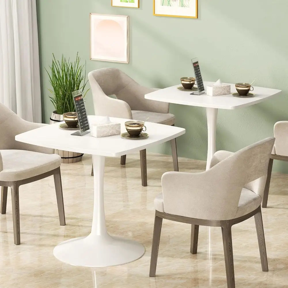 32-inch White Tulip-Style Dining Table for 2-4 with Thickened Pedestal Base