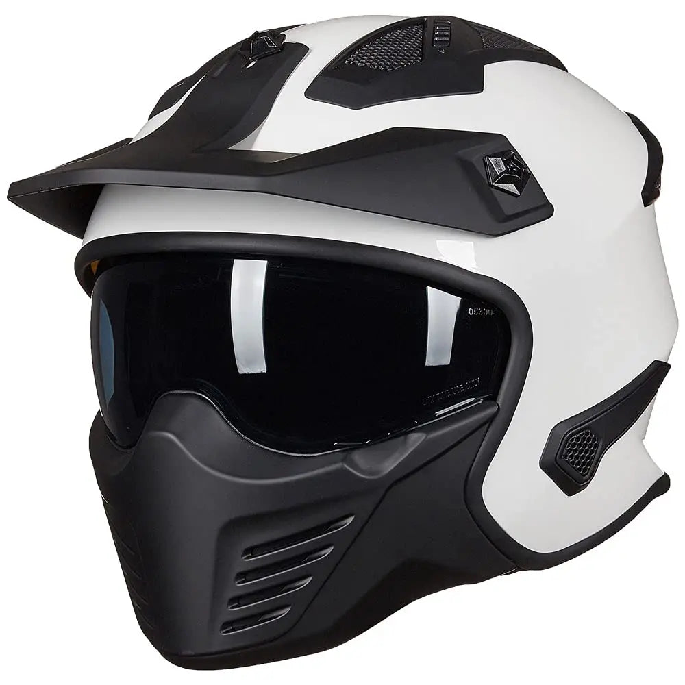 3/4 Open Face Helmet for Off-Road Bikes, Mopeds, ATVs, UTVs, Motocross, Cruisers, Scooters - DOT Approved, Matte Black, Large