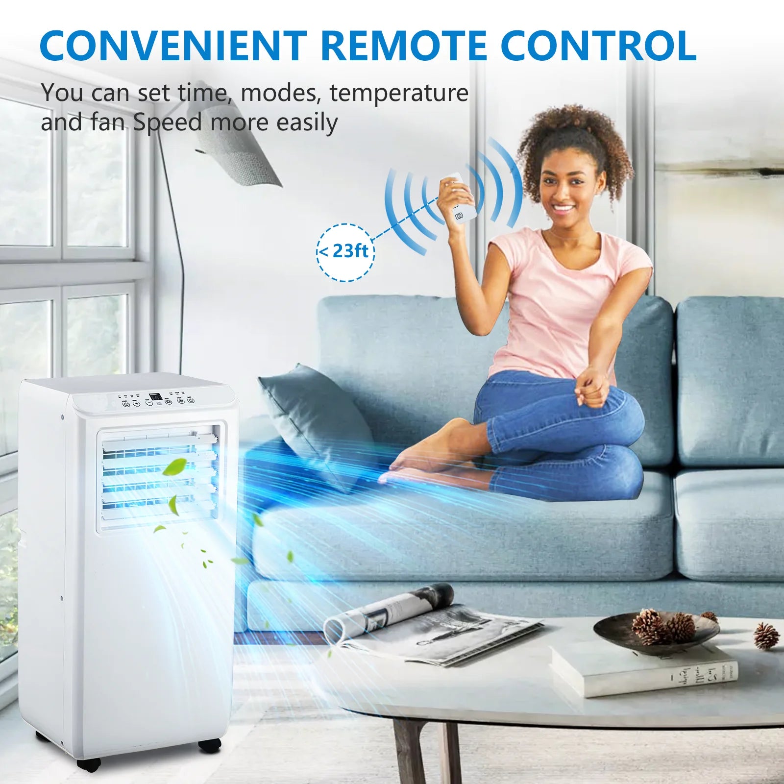 10000 BTU Portable Air Conditioner, 3-in-1 Cool/Dehumidifier/Fan For 450 Sq Ft, Quiet Floor AC With 24H Timer & Window Kit