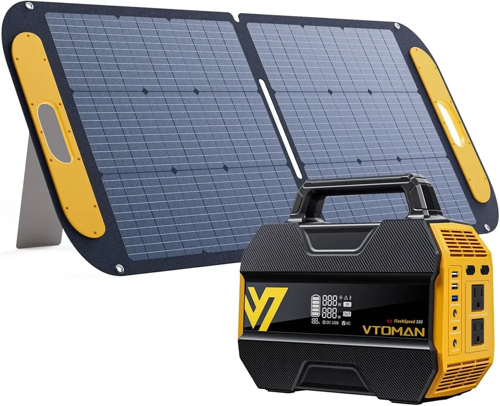 300 Portable Power Station with 110W Solar Panel, 300W/230Wh LiFePO4 Battery Solar Generator,PD100W Type-C,3000 Cycles,6 Outlets