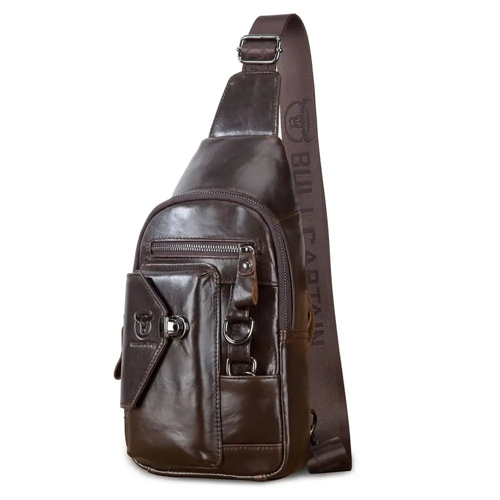 Vintage Leather Sling Bag Backpack for Men Crossbody Shoulder Chest Day Pack Backpacks