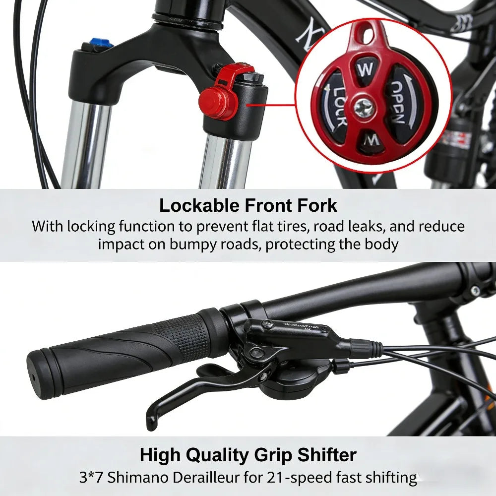 ALTRUISM H6 26" Mountain Bike – Full Suspension MTB with 21-Speed Shimano Gears & Disc Brakes for Adults