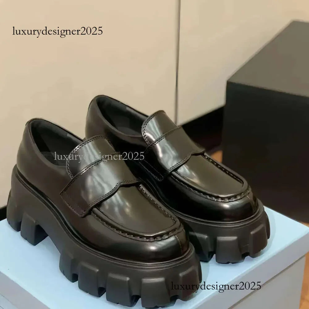 pradapradaly pradaly Designer Dress Shoes Loafers Platform Moccasins Womens Casual Monolith Black Leather Incr pradapradaly prad