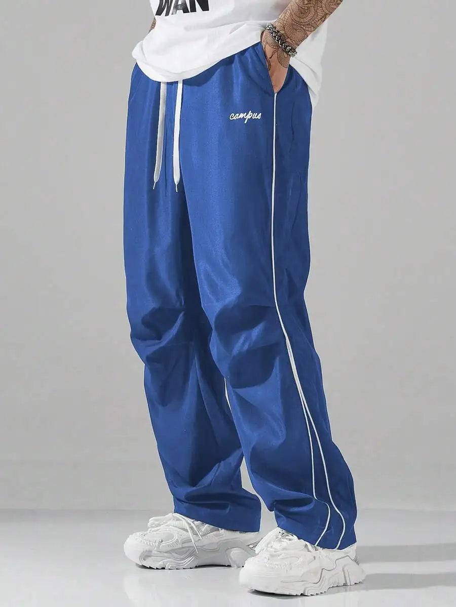 Men's Loose Fit Streetwear Joggers with Side Stripe, Lightweight Fall Pants