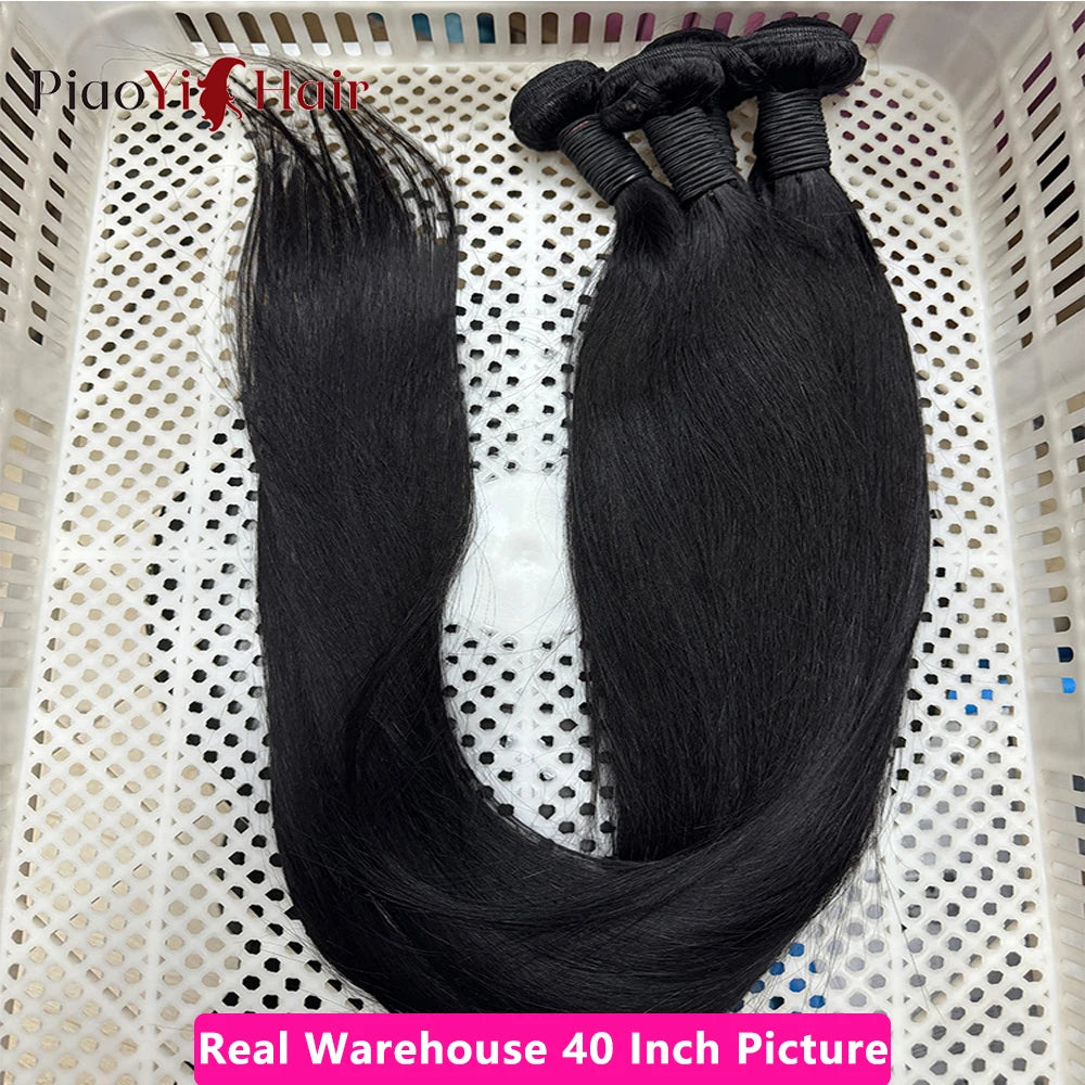 40inch 12A Straight Human Hair Bundles 100% Raw Human Hair Bundle 34 36 38 40 Inch Long Thick Human Hair Extensions Top Quality
