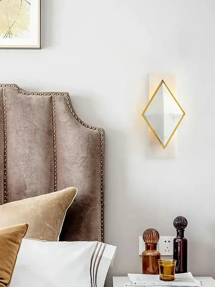Led Wall Lamps Minimalist Creative Diamond Marble Lighting Device Hotel Cafe Restaurant Home Decor Interior Lighting