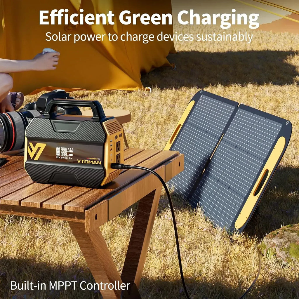 300 Portable Power Station with 110W Solar Panel, 300W/230Wh LiFePO4 Battery Solar Generator,PD100W Type-C,3000 Cycles,6 Outlets