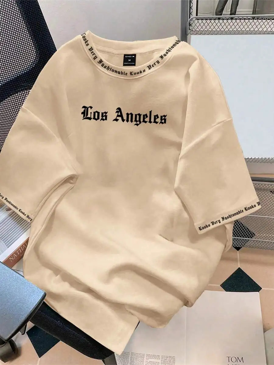 Black Oversized Graphic Print Crew Neck T-Shirt with Gothic Font Design