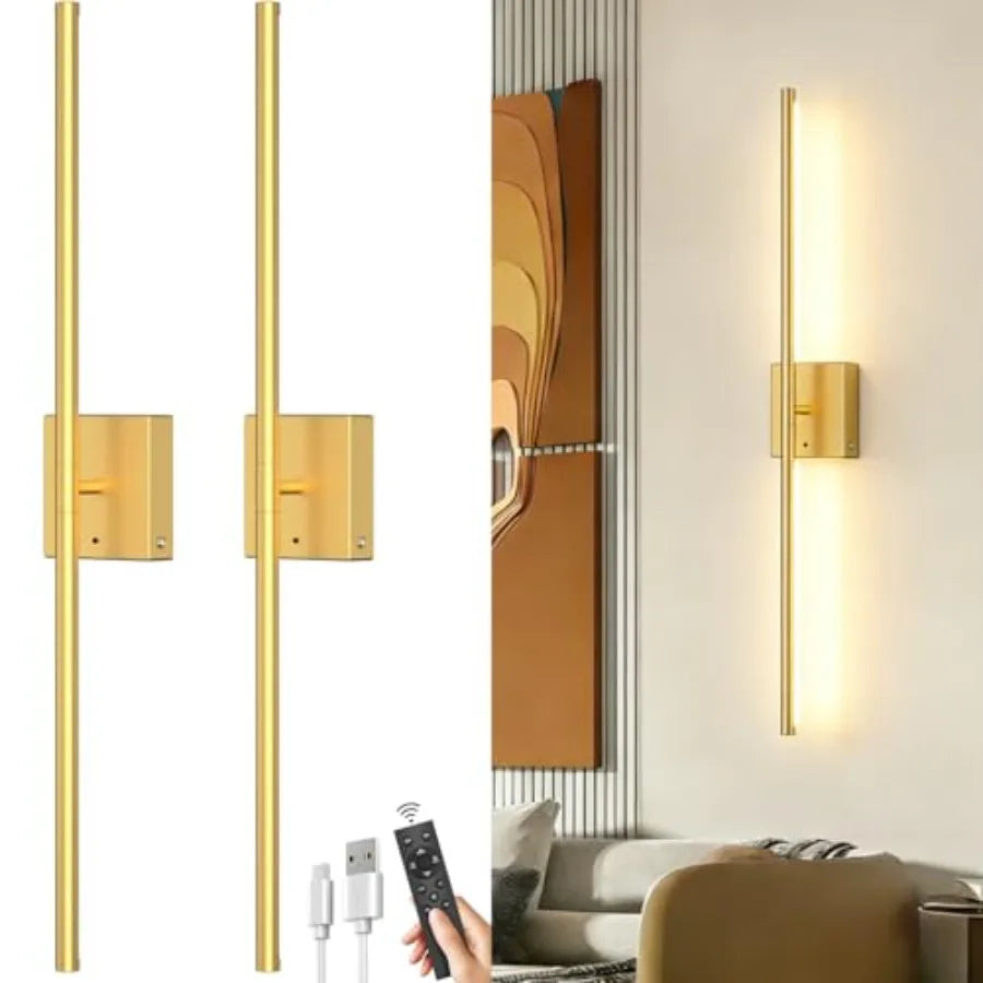 Battery Operated Wall Sconces Set of 2: 10000mAh Rechargeable Wireless Wall Lights 360° Rotatable Magnetic Wall Lamp 4CCT Dimma
