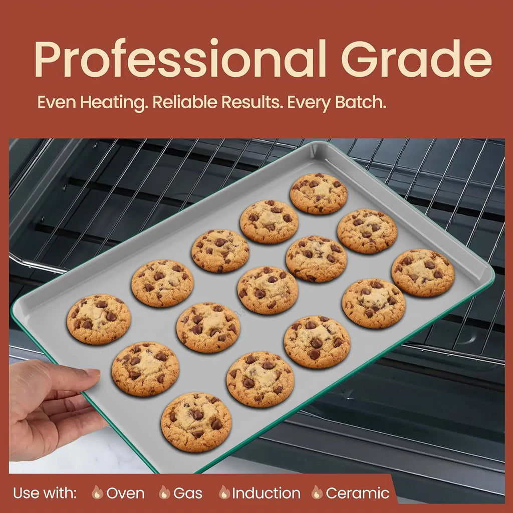8-Piece  Set - Ceramic Non-Stick Coating, Baking Sheets, Assorted Baking Pans,