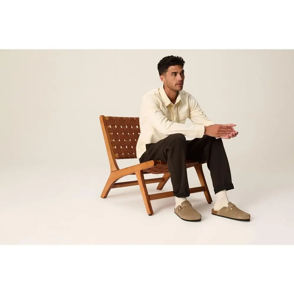 Memory Foam Cushioned Leather Clogs for Men with Arch Support and Non-Slip Cork Sole Slippers