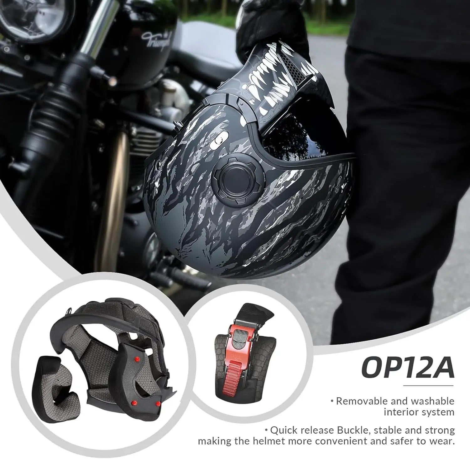 Full Face Motorcycle Helmets Off-Road Motocross Helmet for Men Women Dual Visor with Internal Tinted Sunshield Open Face 3/4 Adu