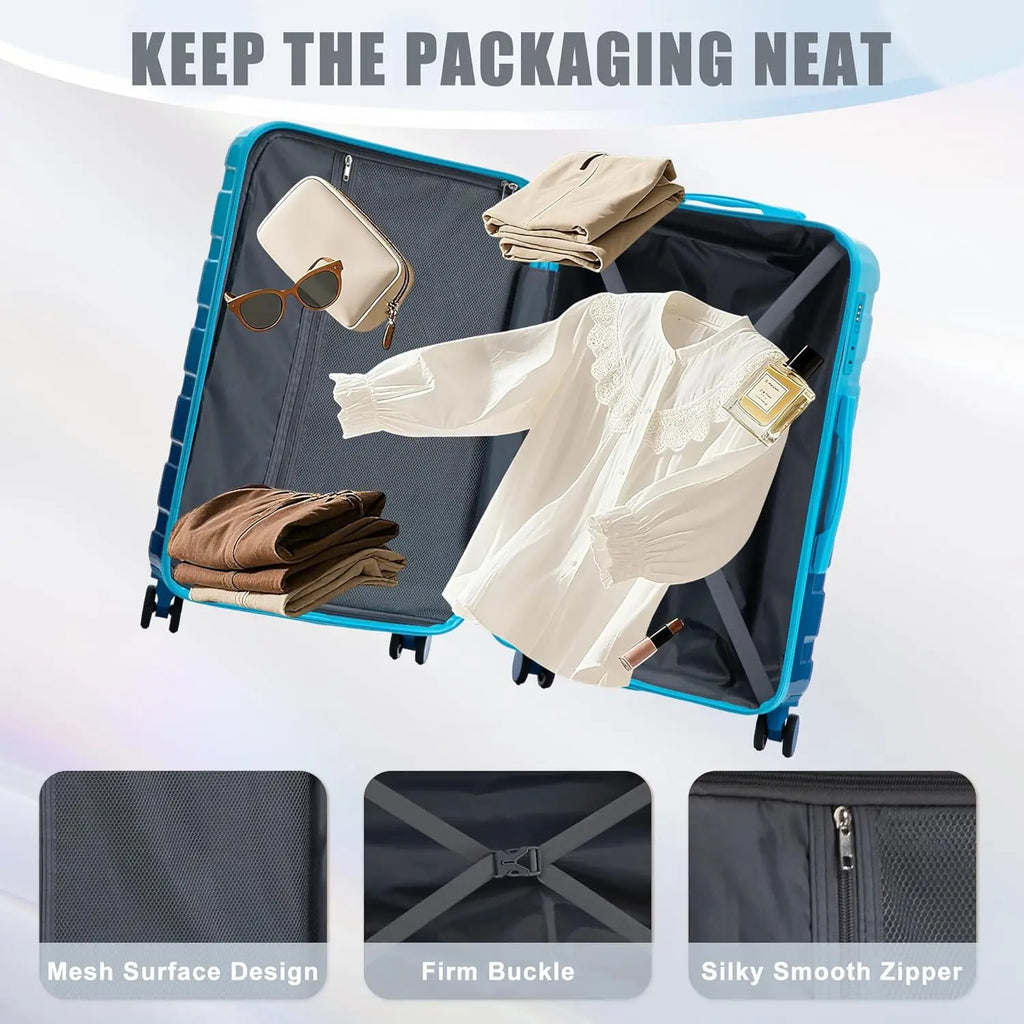 ABS Hardshell Luggage Set with Spinner Wheels and Lock - Durable Waterproof Suitcase for Travel