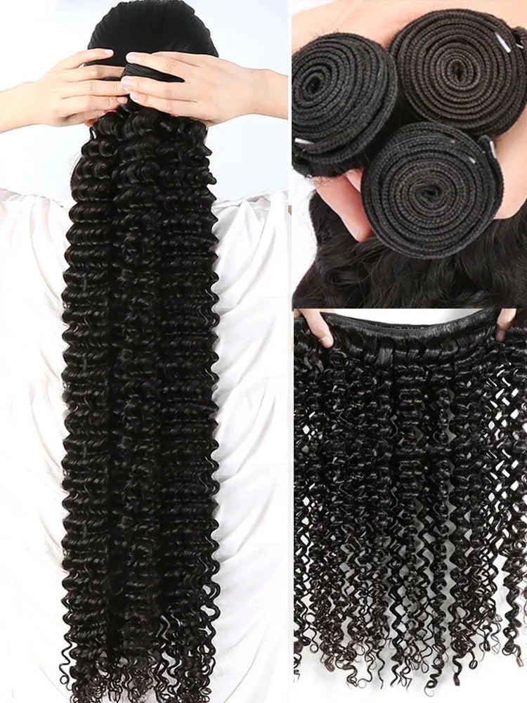 32 36 40 Inch Loose Deep Wave Human Hair Bundles Brazilian Remy Unprocessed Weaving Curly Hair Bundles 1 3 4 Extensions Deals