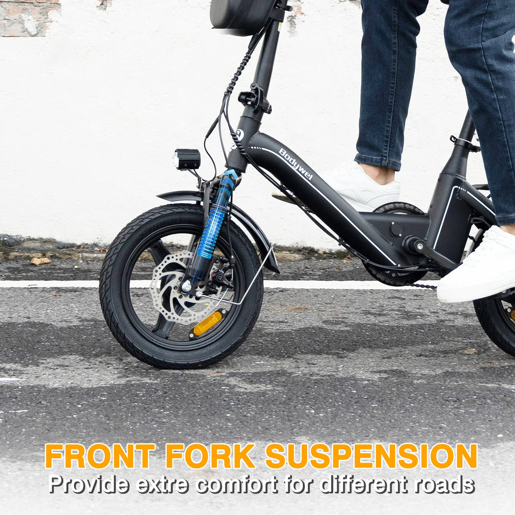 Bodywel T16Pro 14" Folding Electric Bike for Adults, 36V 10.4Ah Removable Battery, UL Commuter EBike with Dual Disc Brakes