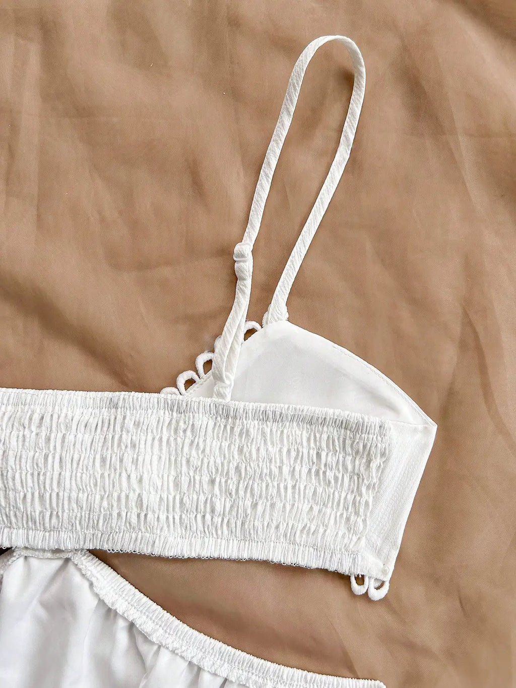 White V-Neck Strappy Hollow Waist Summer Dress for Women, Beach Vacation Style