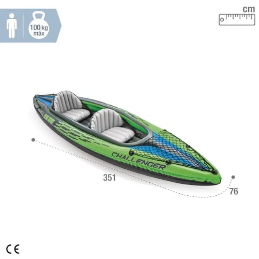 Inflatable Kayak for Outdoor Adventure: SuperStrong PVC Material Blue Color Includes Deluxe Paddles and High-Output Pump Adjust