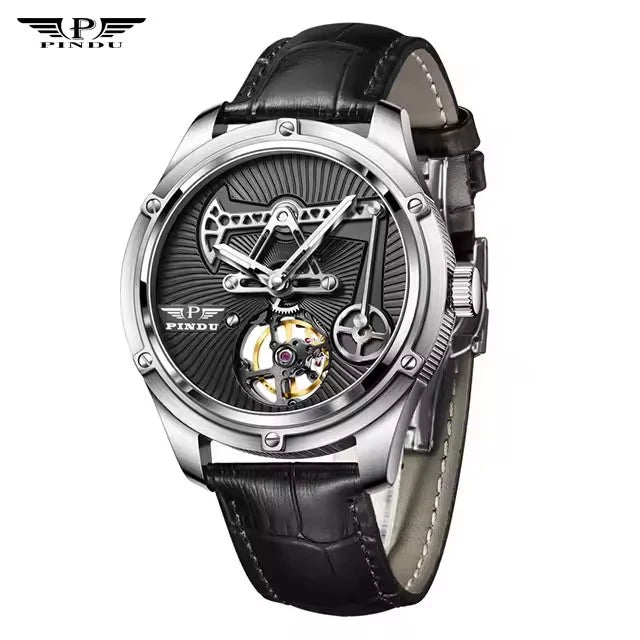 PINDU Design New Oil Well Mechanical Watch Men Miyata 8215 Movement Sapphire Mirror Waterproof Business Mechanical Wristwatches