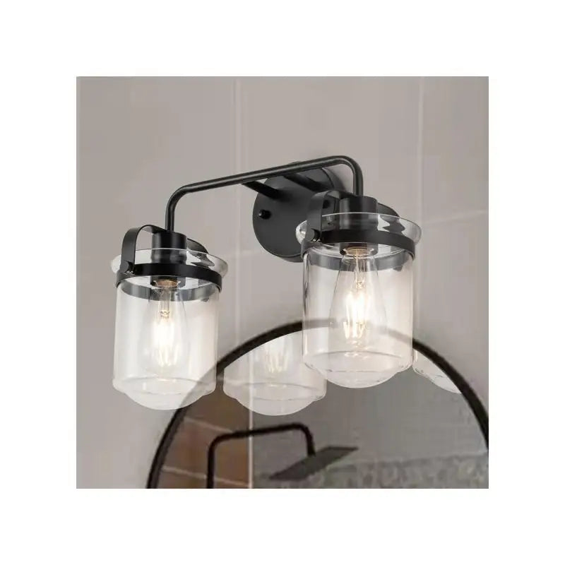 Set of 2 Wall Sconces with Clear Glass Shade, Modern Industrial Indoor Lighting Fixture E26 Socket, No Bulb Included