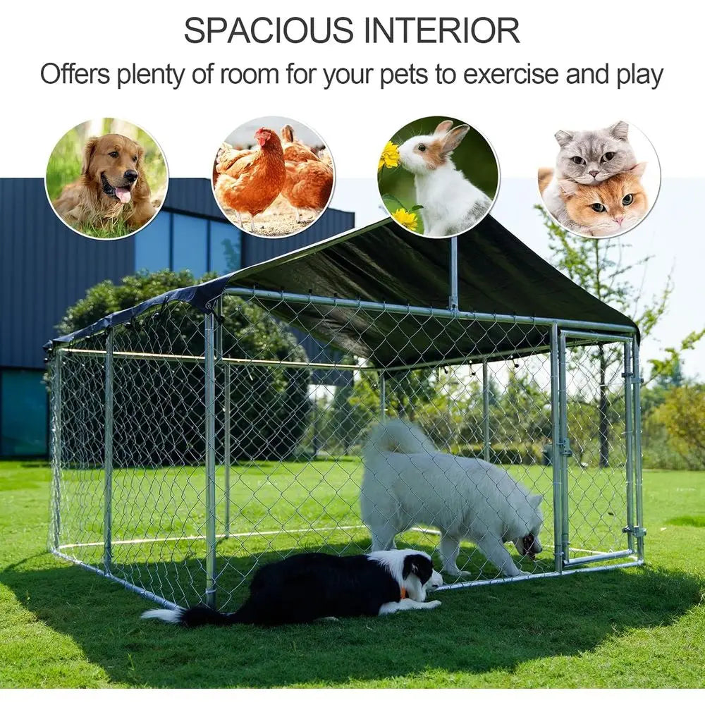 Durable Outdoor Dog Kennel - Large Steel Mesh Enclosure with Lock (6.56ft x 6.56ft)