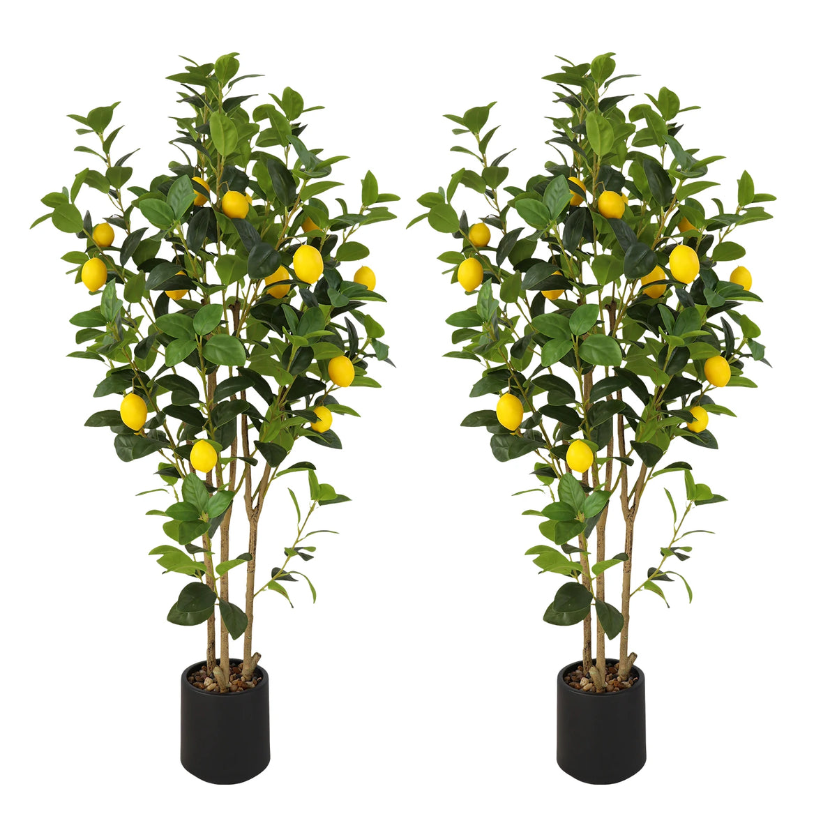 2-Pack 4FT Artificial Lemon Tree That Look Real, Faux Lemons Citrus Plants with Yellow Fake Lemons Fruits, Trees for Home Office