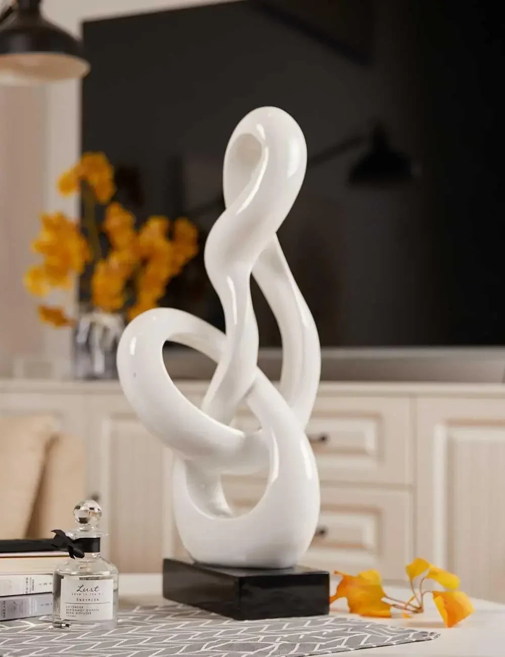 Sculpture Music Note Decor Modern Statue Gifts Treble Clef Figurine Polyresin Arts White 23 inch