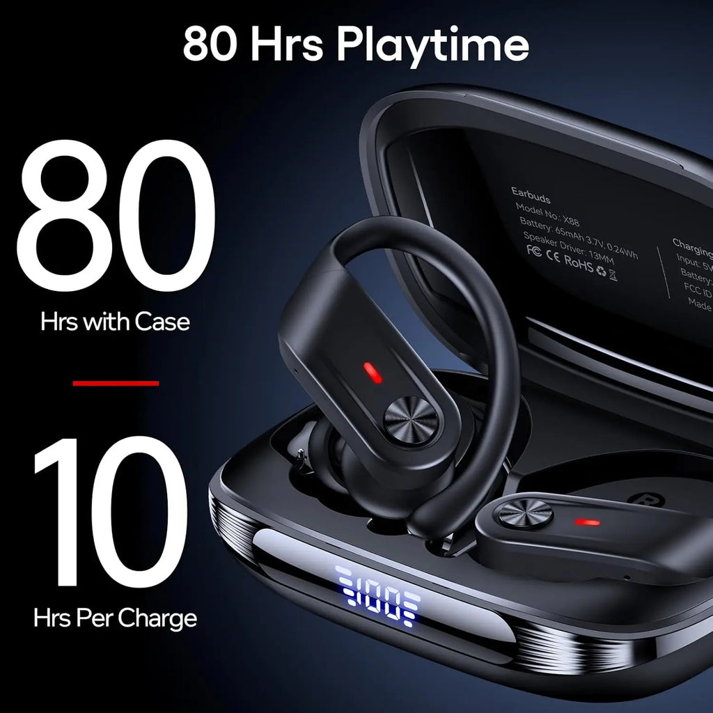 Hybrid ANC Wireless Earbuds, 80H Playtime, Hi-Res Audio, Transparency Mode, IPX7 Waterproof for Sports Travel