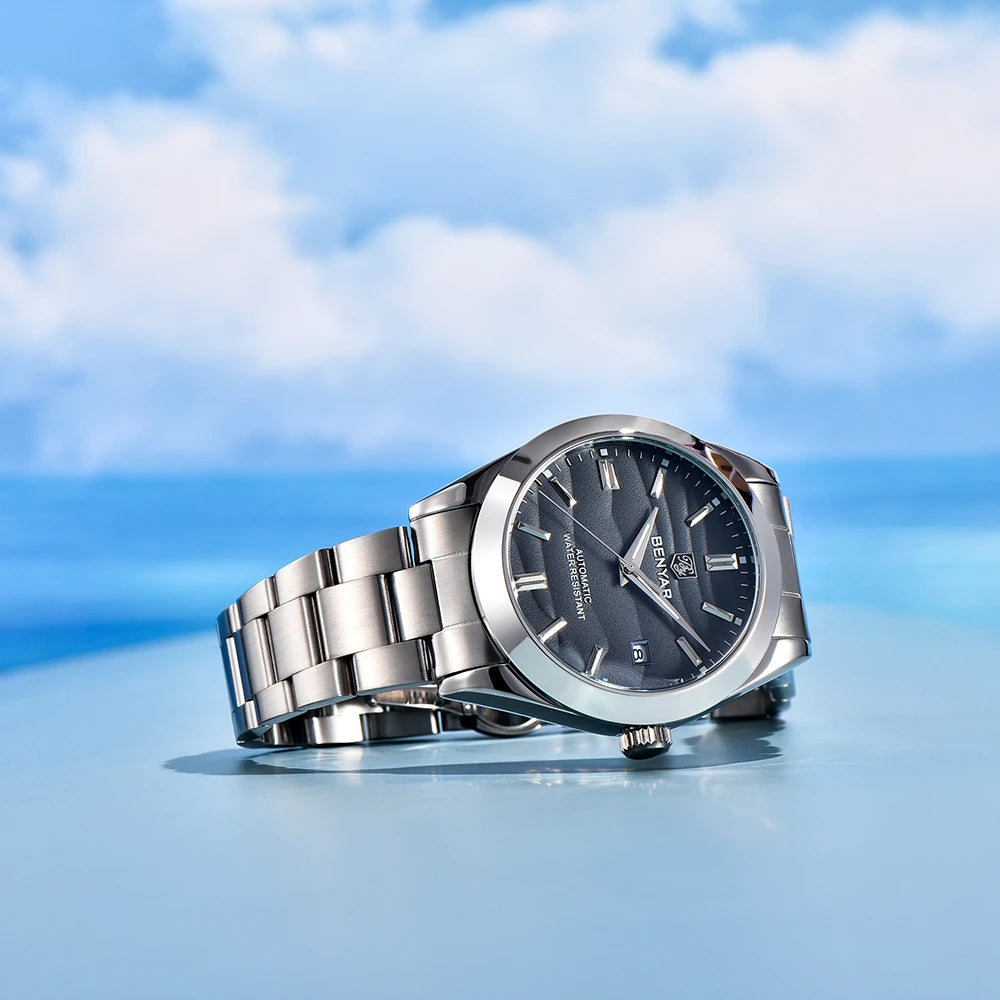 Benyar luxury brand sand particle size 40mm men's watch 316L stainless steel 5Bar waterproof men's automatic mechanical watch