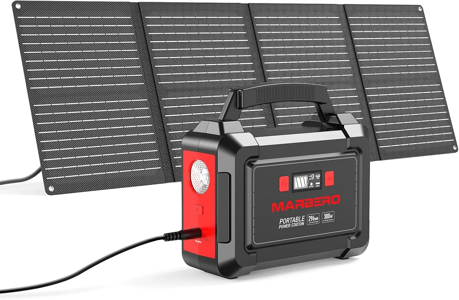 296Wh Portable Solar Generator with 60W Panels, 300W Pure Sine Wave Power Station for Camping, RV, Outdoor & Emergency Use