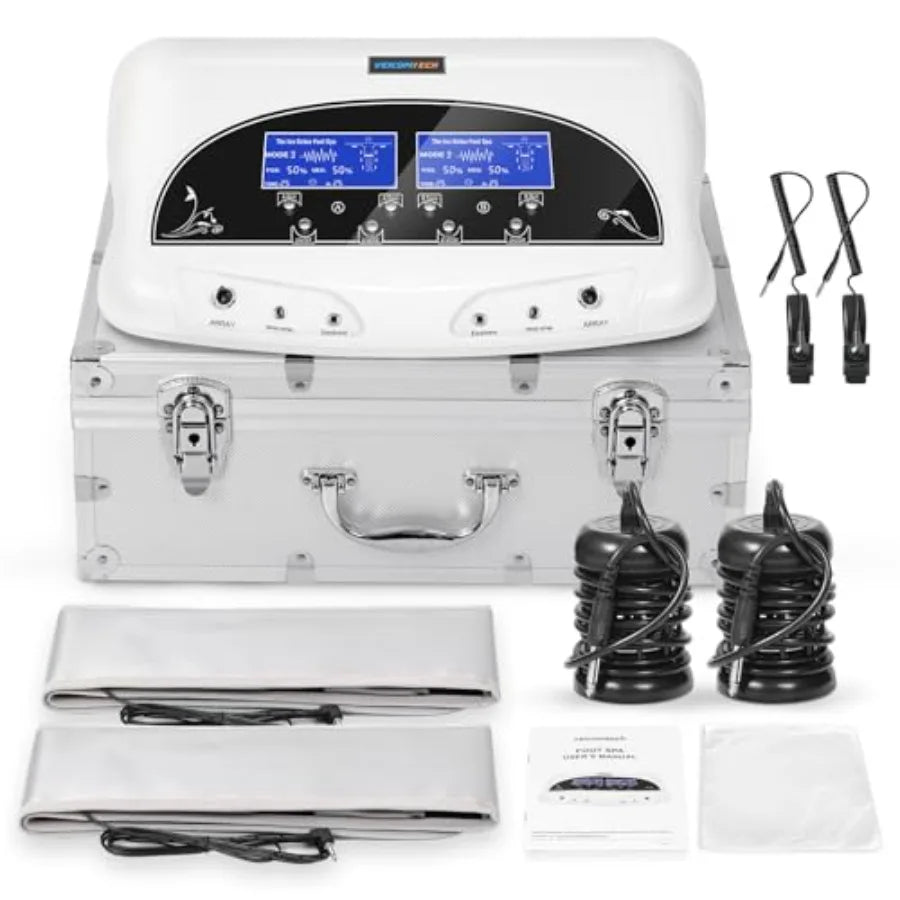 Dual Ionic Foot Bath Detox Machine Professional Spa Cleansing with 2 Waist Belts 2 Arrays 10 Liners Blue