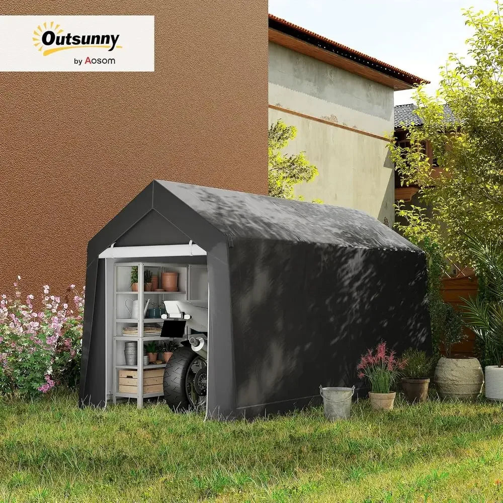 Heavy-Duty 7x12 Outdoor Storage Shed - Waterproof Garden Tent with Ventilation and Roll-Up Door