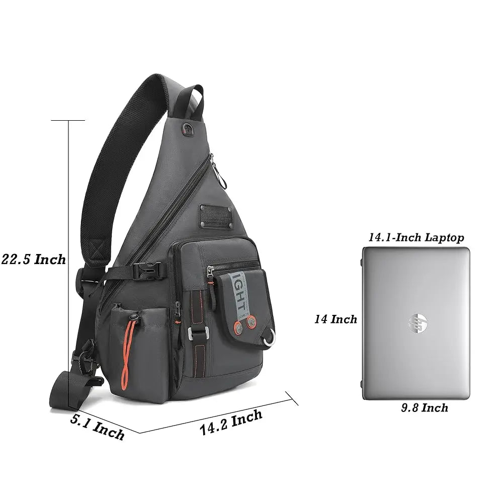 Sling Bag Backpack, 13.3'' 14.1'' Laptop Bag Crossbody Shoulder Chest Backpacks Travel Outdoors for Men Women