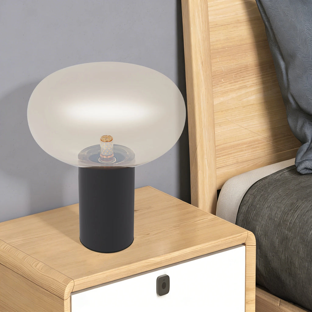 Living Room Table Lamp, Minimalist Bedside Lamp Glass Shade, Art Deco-Style Modern Table Lamp 110-240V for Studies, Bedrooms