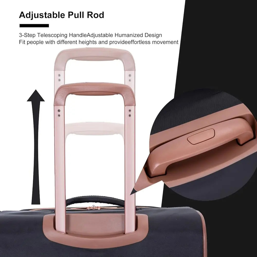 Expandable Lightweight Suitcase Set, 4-Piece with Double Spinner Wheels (16/20/24/28 inches), Black