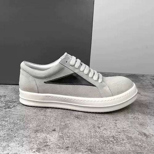 2026 Unisex Thick Sole Leather Sneakers Black White Lace-Up Dark Street Style High Fashion Casual Skate Shoes Premium Quality