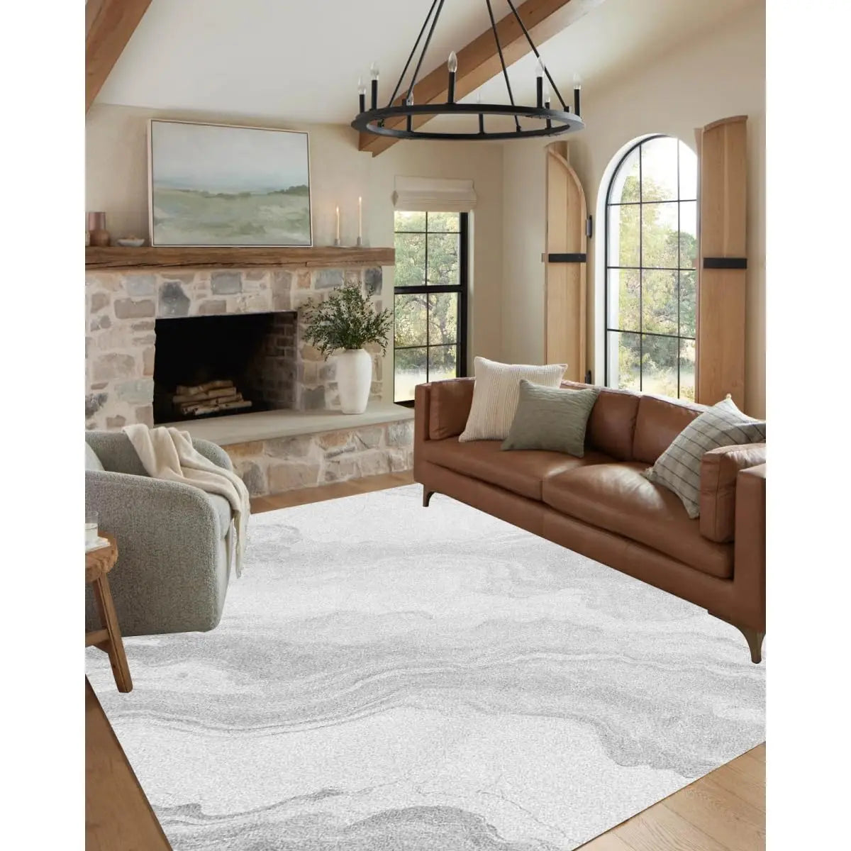 Abstract Marble Texture Area Rug Non Slip Washable Stain Resistant for Bedroom Living Room Office 6x9, Customized