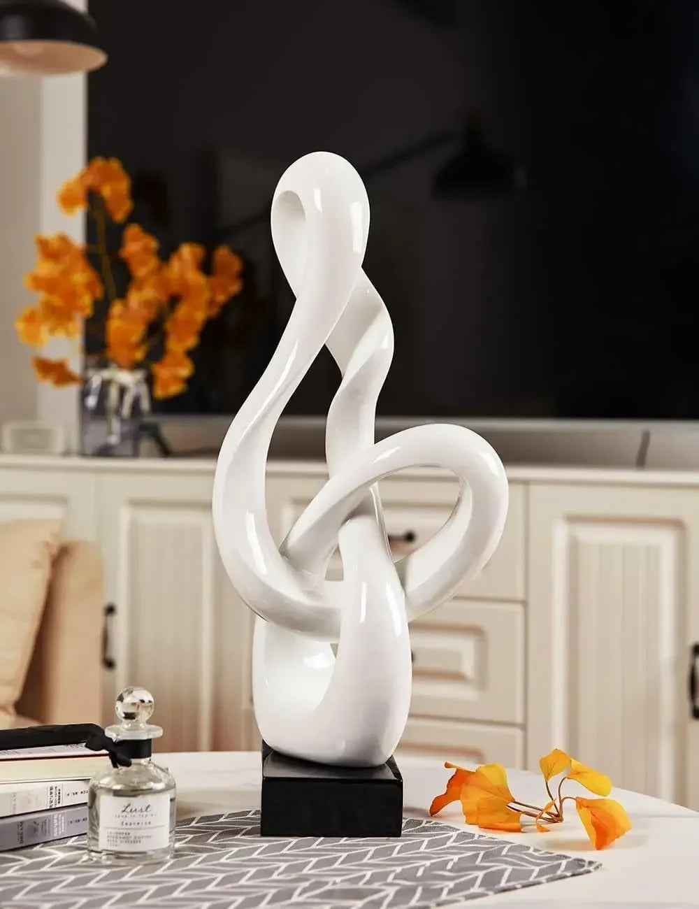 Sculpture Music Note Decor Modern Statue Gifts Treble Clef Figurine Polyresin Arts White 23 inch