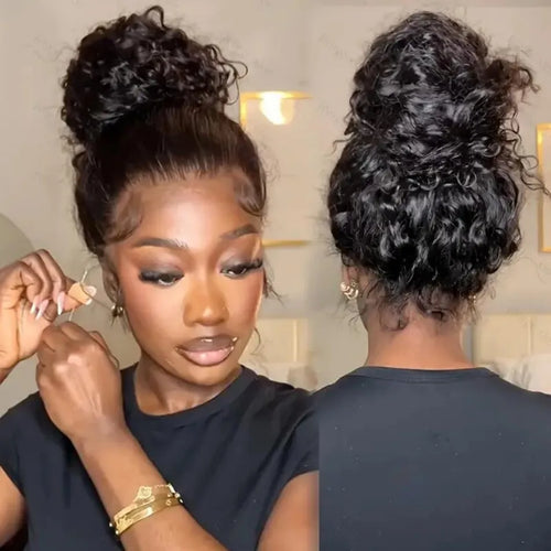 360 Full Lace Wig Invisible Drawstring Deep Wave Frontal Wig Curly Human Hair Wigs Brazilian 13X4 Hd Lace Wig 220 Density 30Inch