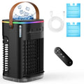 Upgraded 5 IN 1 Small Portable Air Conditioner 2 Spray Ports 1200ml Water Tank Cooling Fan with 7 LIghts
