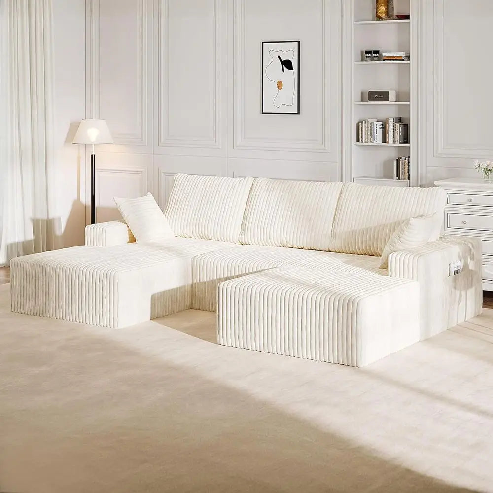 39 L-Shaped Sectional Sofa with Ottoman, Memory Foam Cloud Couch, No Assembly, Oversized Chaise Lounge Ottoman, Living Room Offi