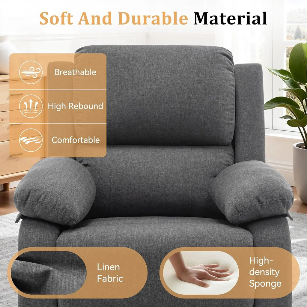 360 Swivel Rocker Recliner Chair Upholstered Fabric Glider Nursery Small Space Grey, Customized