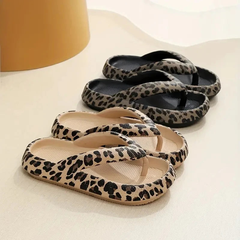 Women's Retro Leopard Print EVA Slides - Slip-On Open-Toe Beach Sandals with Soft Cushioned Sole, Quick-Dry Lightweight Design f