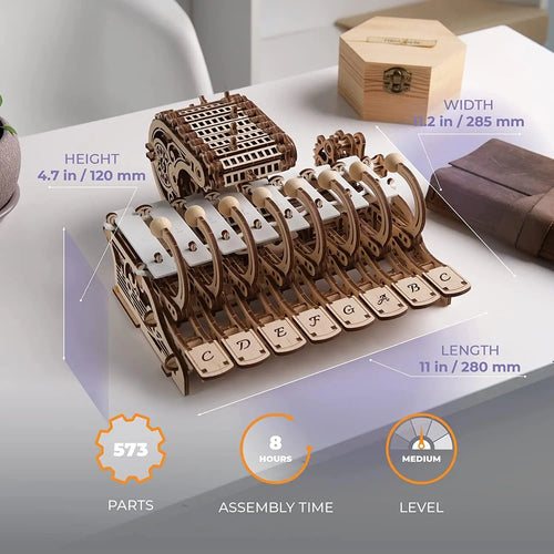 3D Wooden Mechanical Puzzle for Adults and Kids - Musical Instrument Model Kit, Brain Teaser Hobby Set